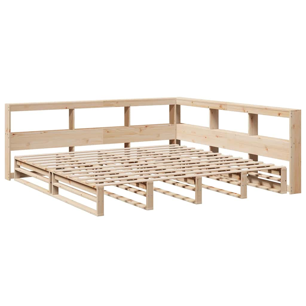 Lit bibliothèque sans matelas 180x200 cm bois massif de pin