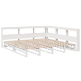 Lit bibliothèque sans matelas blanc 180x200 cm bois pin massif