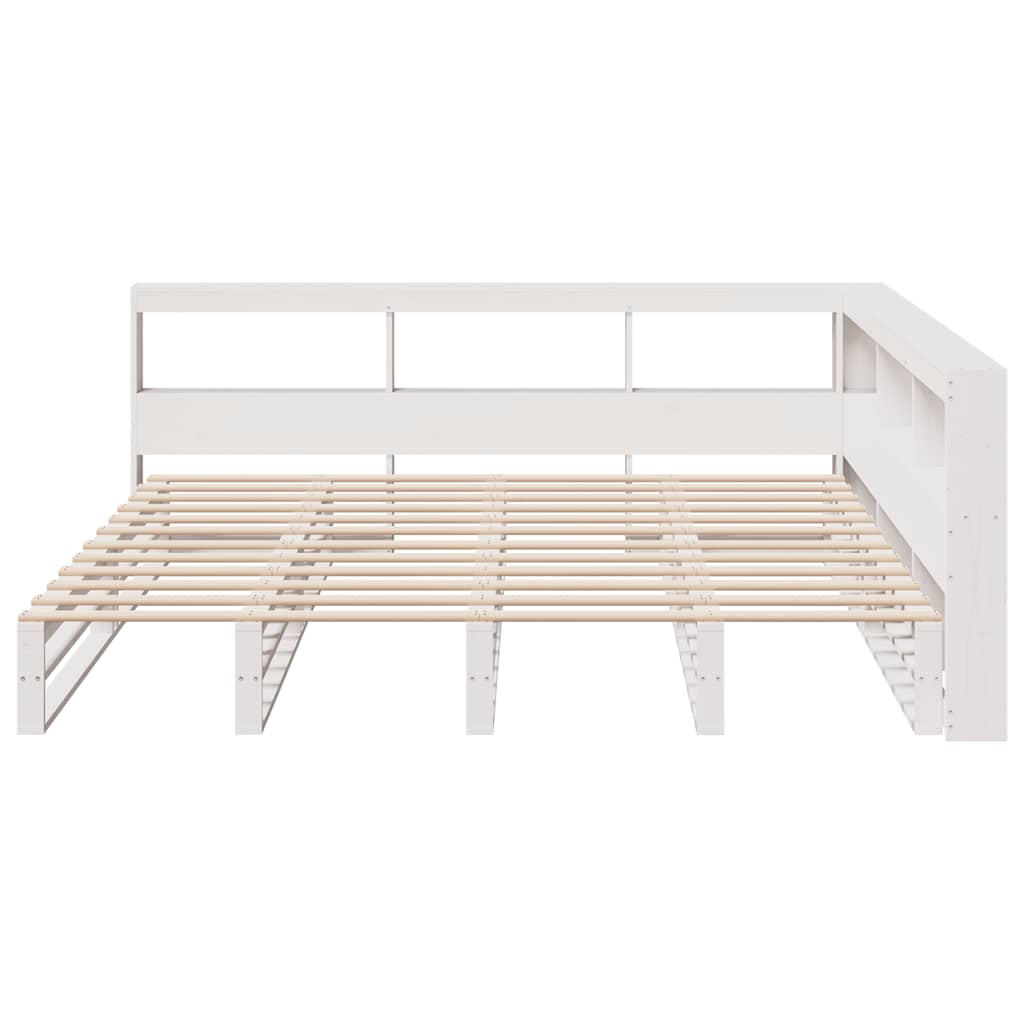 Lit bibliothèque sans matelas blanc 180x200 cm bois pin massif