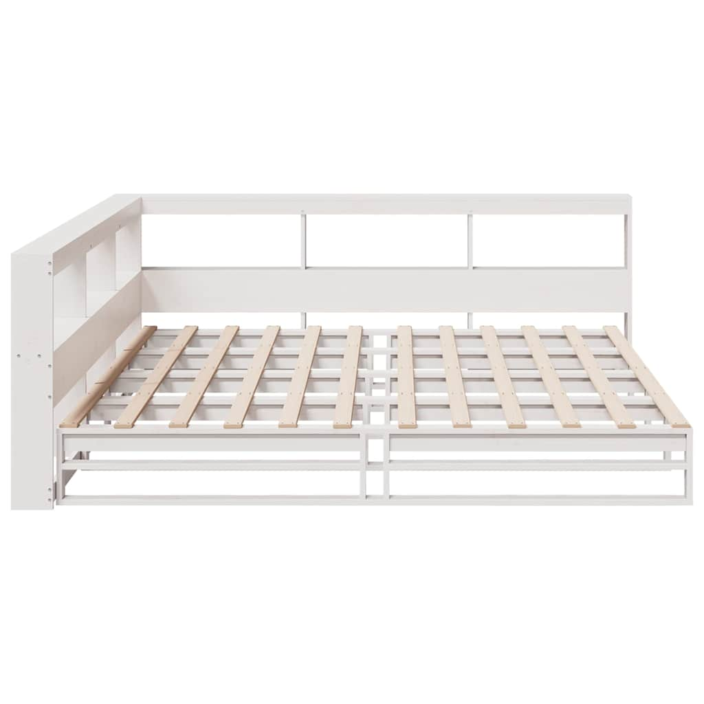 Lit bibliothèque sans matelas blanc 180x200 cm bois pin massif