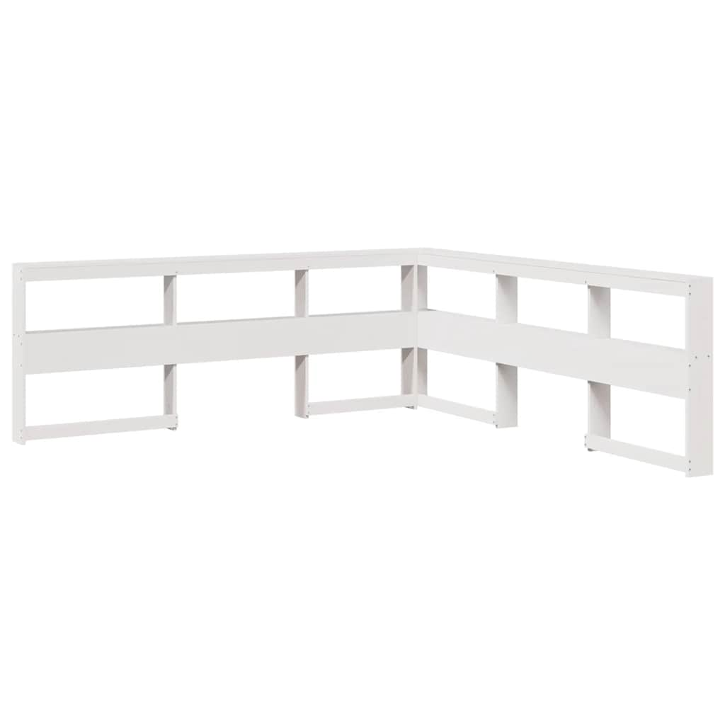 Lit bibliothèque sans matelas blanc 180x200 cm bois pin massif