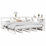 Lit bibliothèque sans matelas blanc 180x200 cm bois pin massif