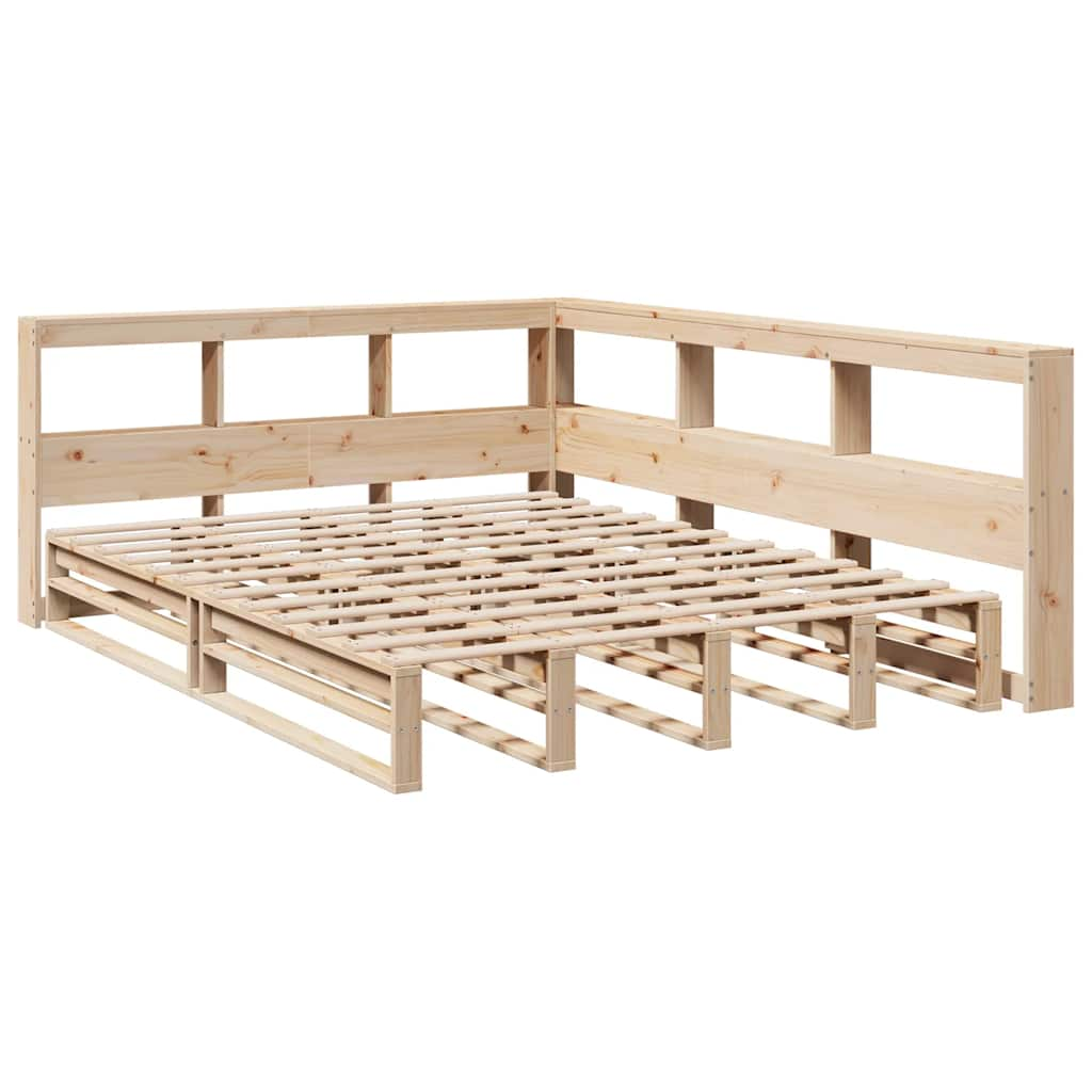 Lit bibliothèque sans matelas 160x200 cm bois massif de pin