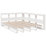 Lit bibliothèque sans matelas blanc 160x200 cm bois pin massif