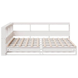 Lit bibliothèque sans matelas blanc 160x200 cm bois pin massif