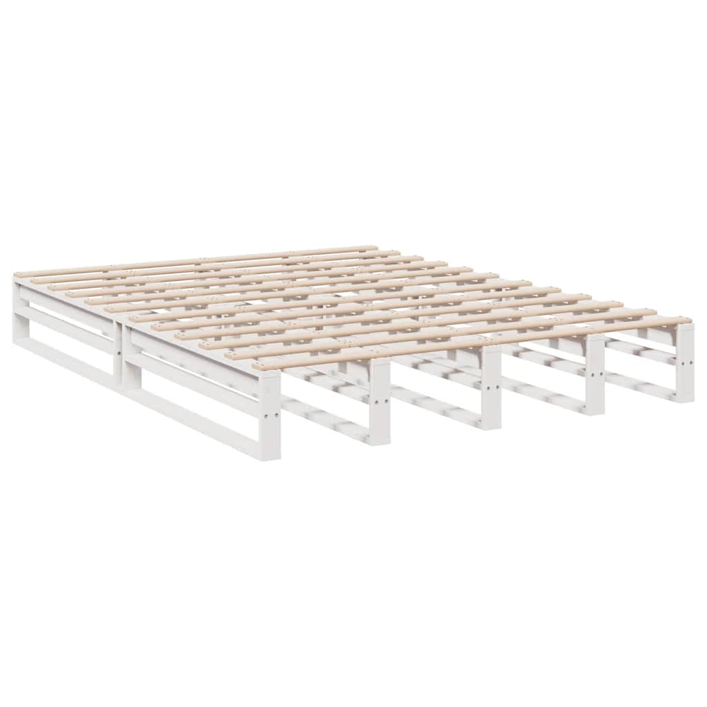 Lit bibliothèque sans matelas blanc 160x200 cm bois pin massif