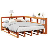 Lit bibliothèque sans matelas cire marron 160x200 cm pin massif