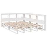 Lit bibliothèque sans matelas blanc 150x200 cm bois pin massif