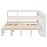 Lit bibliothèque sans matelas blanc 150x200 cm bois pin massif