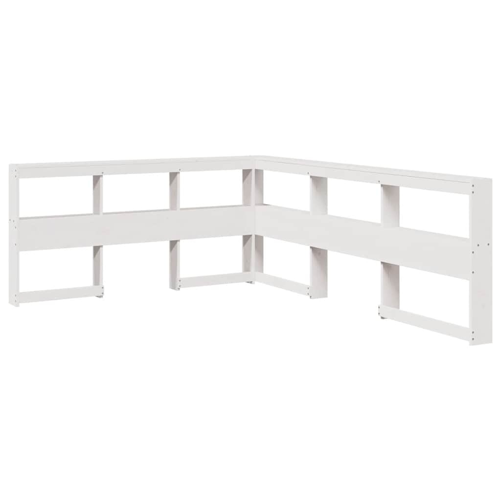 Lit bibliothèque sans matelas blanc 150x200 cm bois pin massif