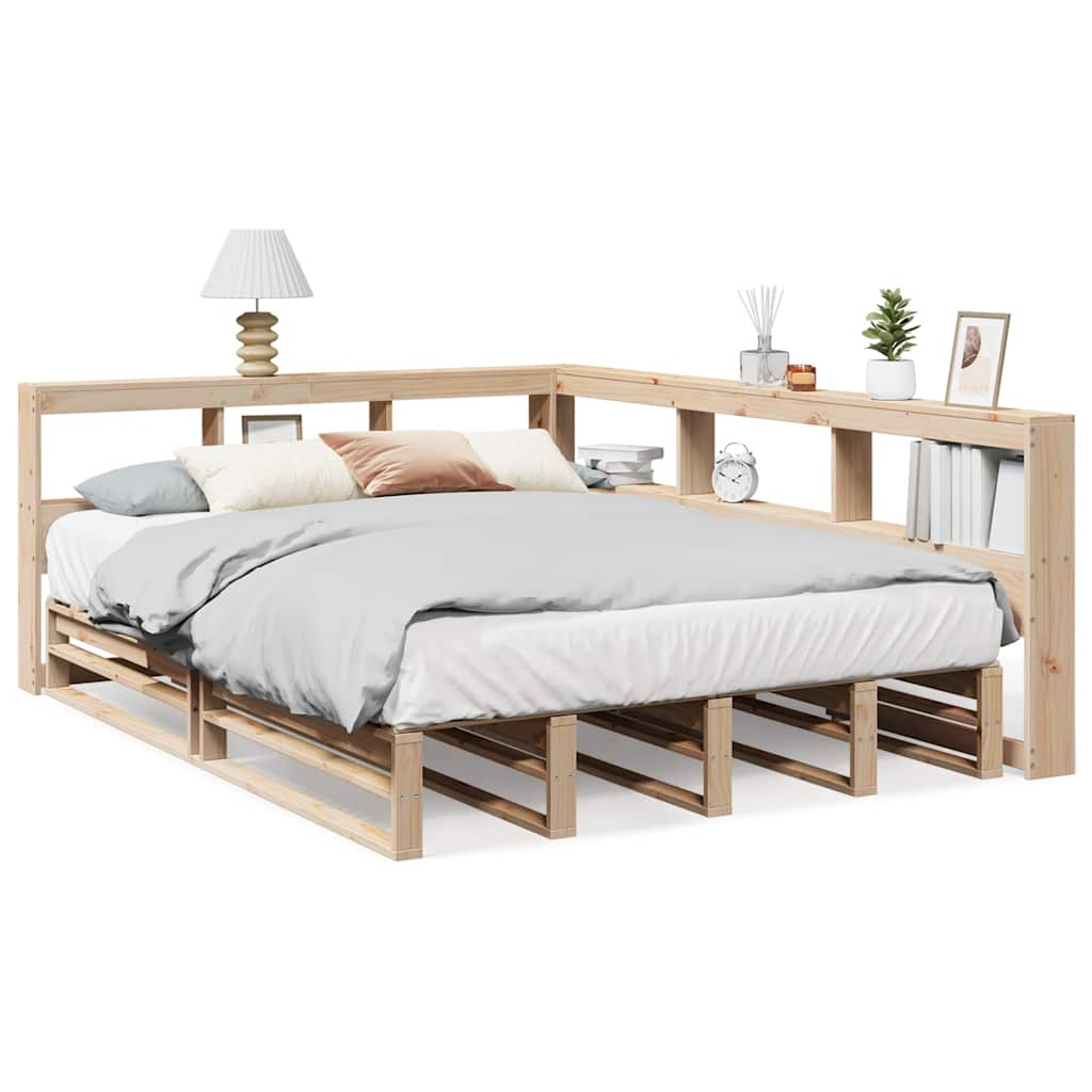 Library bed without mattress 140x200 cm solid pine wood