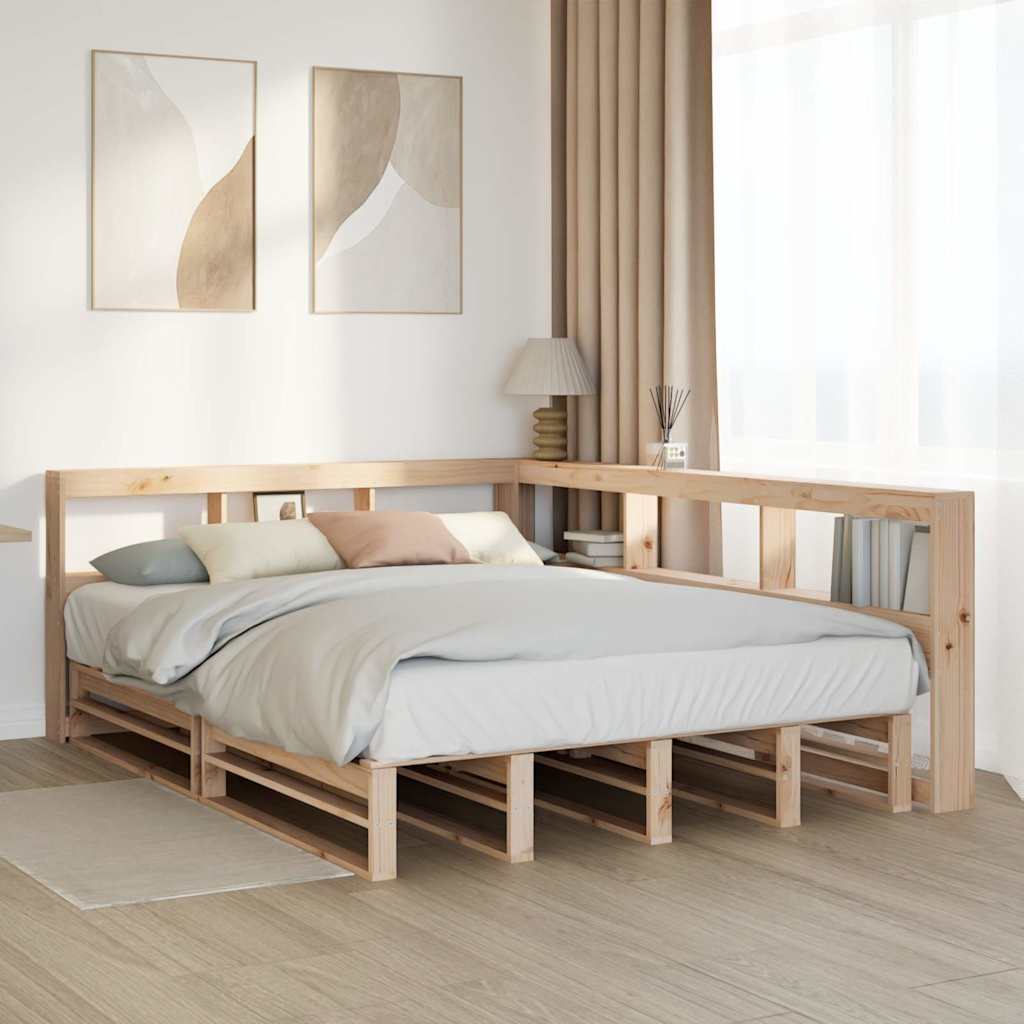 Library bed without mattress 140x200 cm solid pine wood