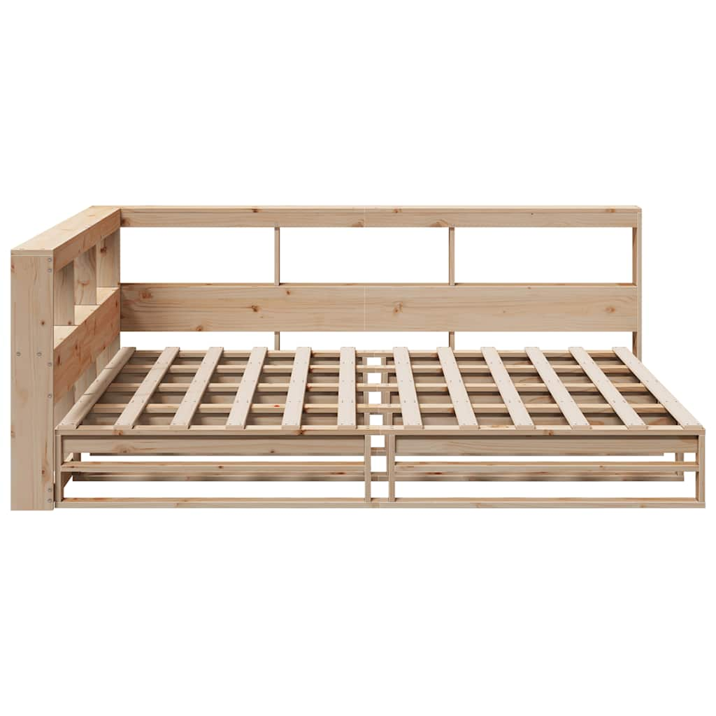 Library bed without mattress 140x200 cm solid pine wood