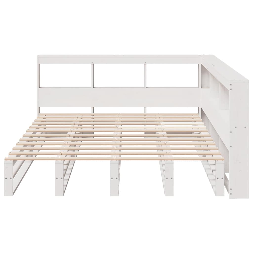 Lit bibliothèque sans matelas blanc 140x200 cm bois pin massif