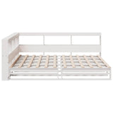 Lit bibliothèque sans matelas blanc 140x200 cm bois pin massif