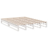 Lit bibliothèque sans matelas blanc 140x200 cm bois pin massif