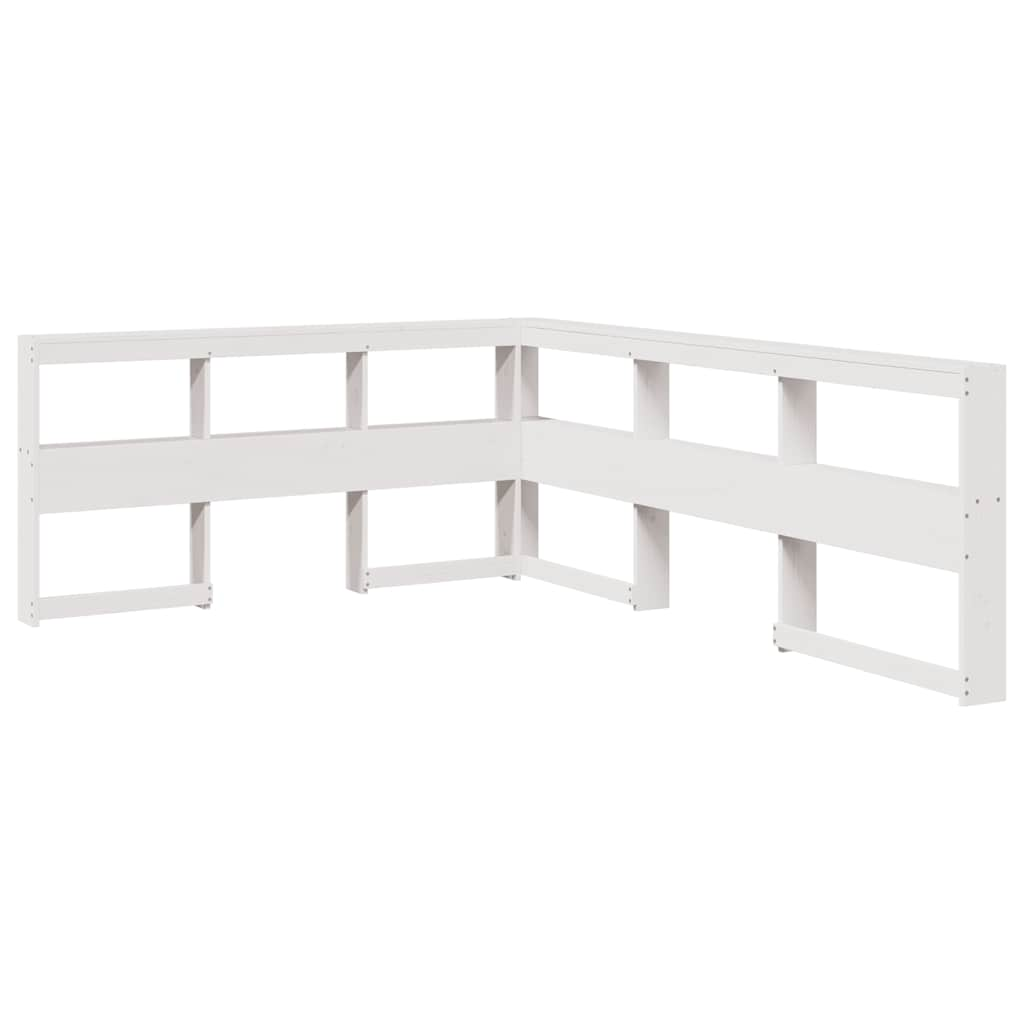 Lit bibliothèque sans matelas blanc 140x200 cm bois pin massif