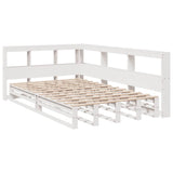 Lit bibliothèque sans matelas blanc 120x200 cm bois pin massif