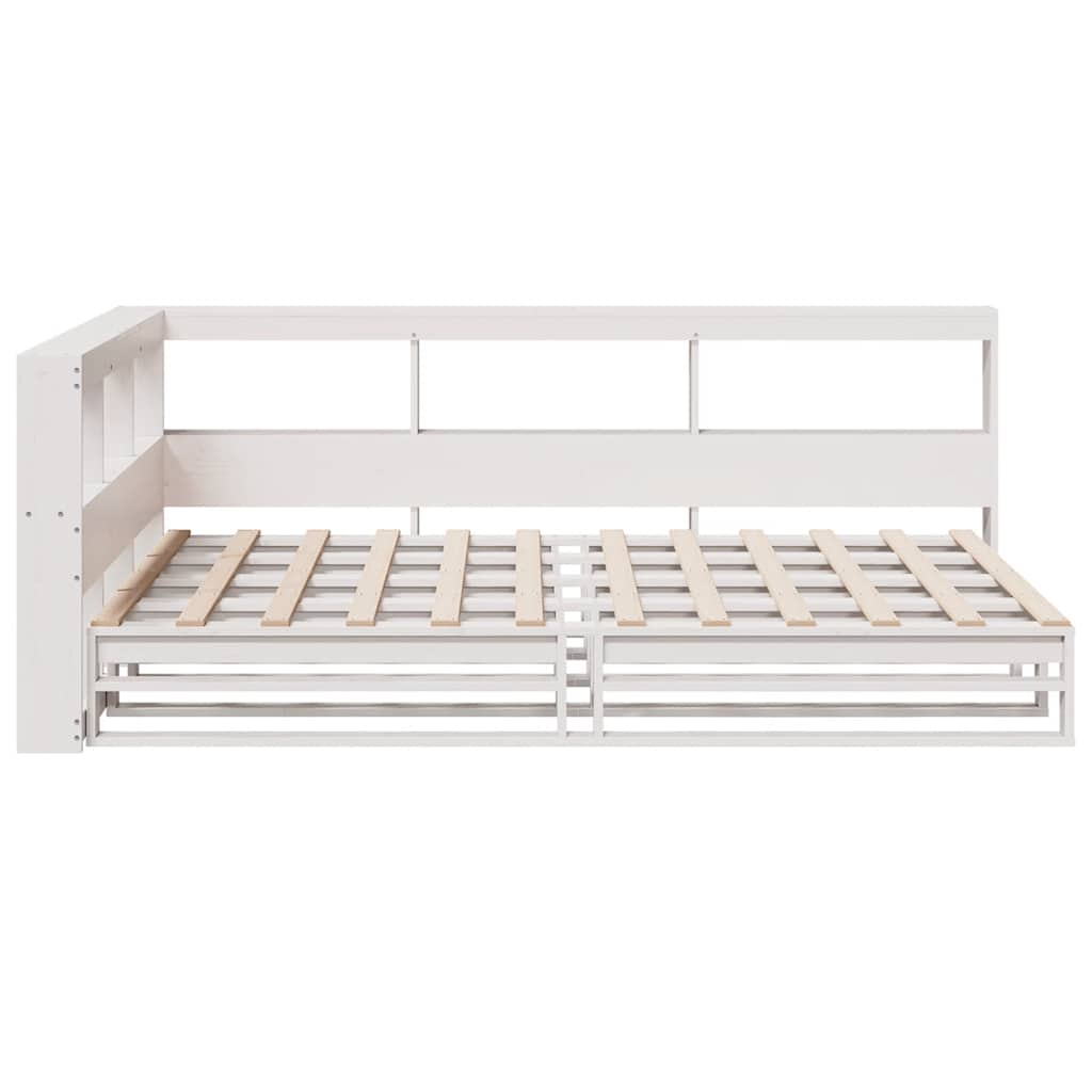 Lit bibliothèque sans matelas blanc 120x200 cm bois pin massif