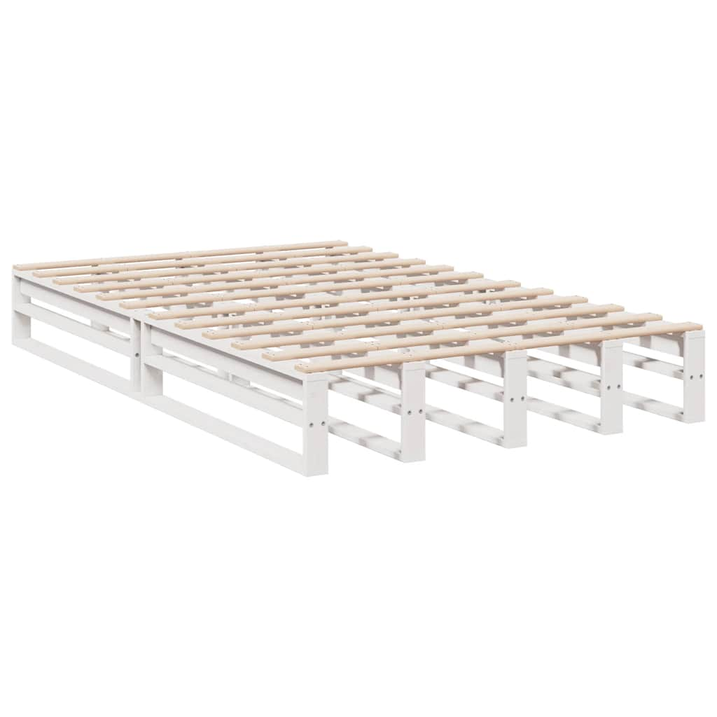 Lit bibliothèque sans matelas blanc 120x200 cm bois pin massif