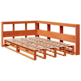 Lit bibliothèque sans matelas cire marron 120x200 cm pin massif