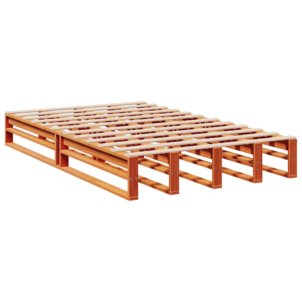 Lit bibliothèque sans matelas cire marron 120x200 cm pin massif