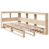 Lit bibliothèque sans matelas 100x200 cm bois massif de pin