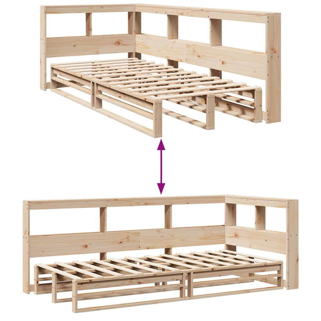 Lit bibliothèque sans matelas 100x200 cm bois massif de pin