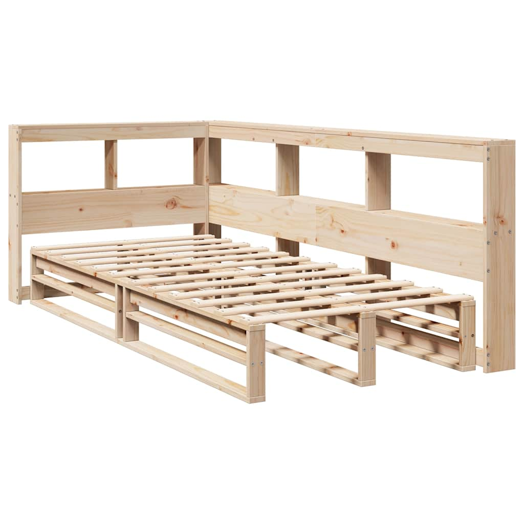 Lit bibliothèque sans matelas 90x200 cm bois de pin massif