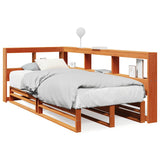 Lit bibliothèque sans matelas cire marron 90x200 cm pin massif