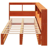 Lit bibliothèque sans matelas cire marron 90x200 cm pin massif