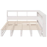 Lit bibliothèque sans matelas blanc 140x190 cm bois pin massif