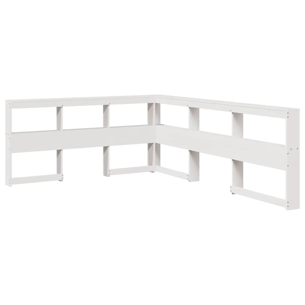 Lit bibliothèque sans matelas blanc 140x190 cm bois pin massif