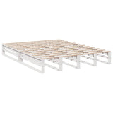 Lit bibliothèque sans matelas blanc 140x190 cm bois pin massif