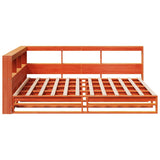 Lit bibliothèque sans matelas cire marron 140x190 cm pin massif