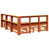 Lit bibliothèque sans matelas cire marron 140x190 cm pin massif