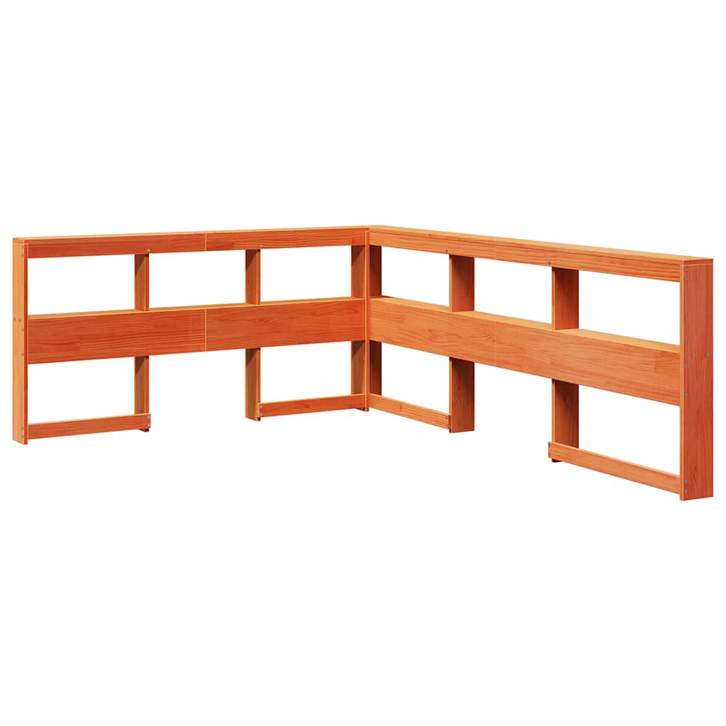 Lit bibliothèque sans matelas cire marron 140x190 cm pin massif