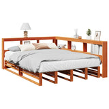 Lit bibliothèque sans matelas cire marron 140x190 cm pin massif