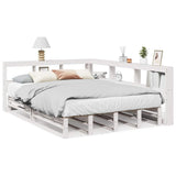 Lit bibliothèque sans matelas blanc 135x190 cm bois pin massif