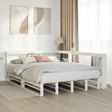 Lit bibliothèque sans matelas blanc 135x190 cm bois pin massif