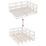 Lit bibliothèque sans matelas blanc 135x190 cm bois pin massif