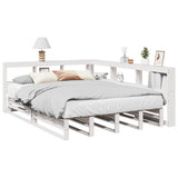 Lit bibliothèque sans matelas blanc 135x190 cm bois pin massif