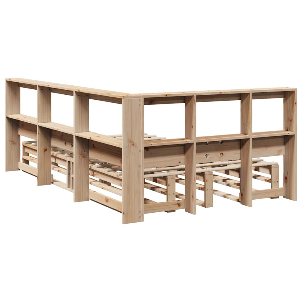 Lit bibliothèque sans matelas 120x190 cm bois de pin massif