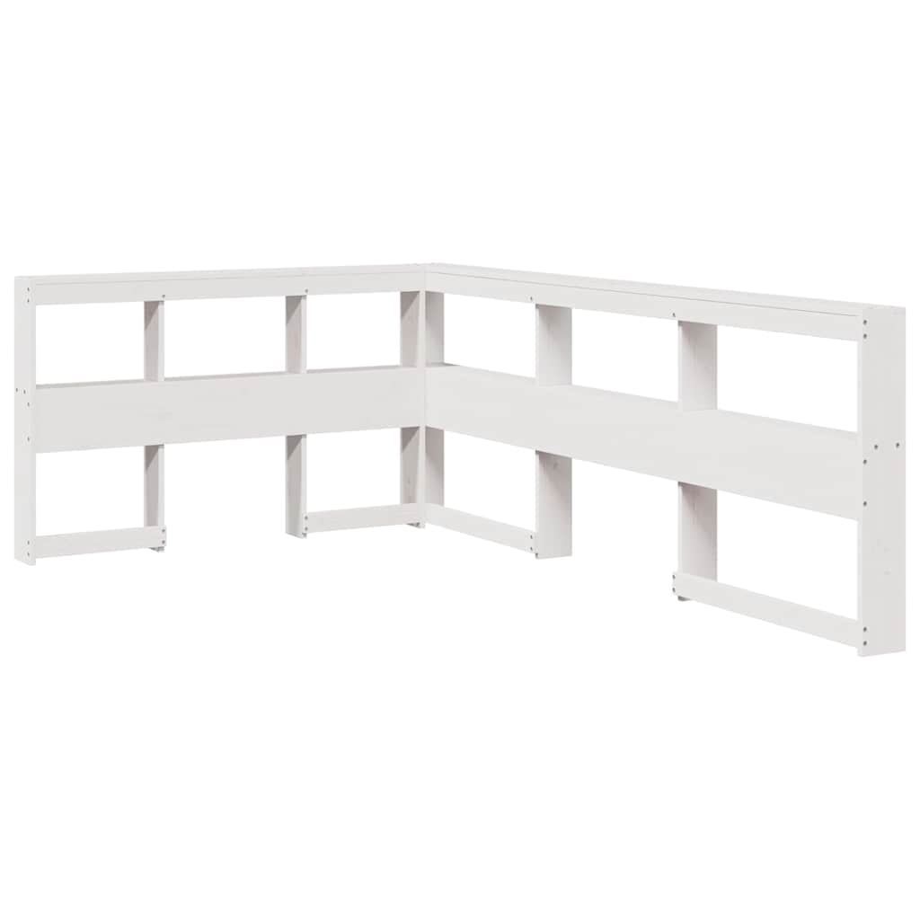 Lit bibliothèque sans matelas blanc 120x190 cm bois pin massif