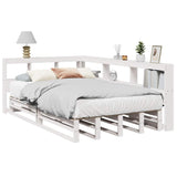 Lit bibliothèque sans matelas blanc 120x190 cm bois pin massif