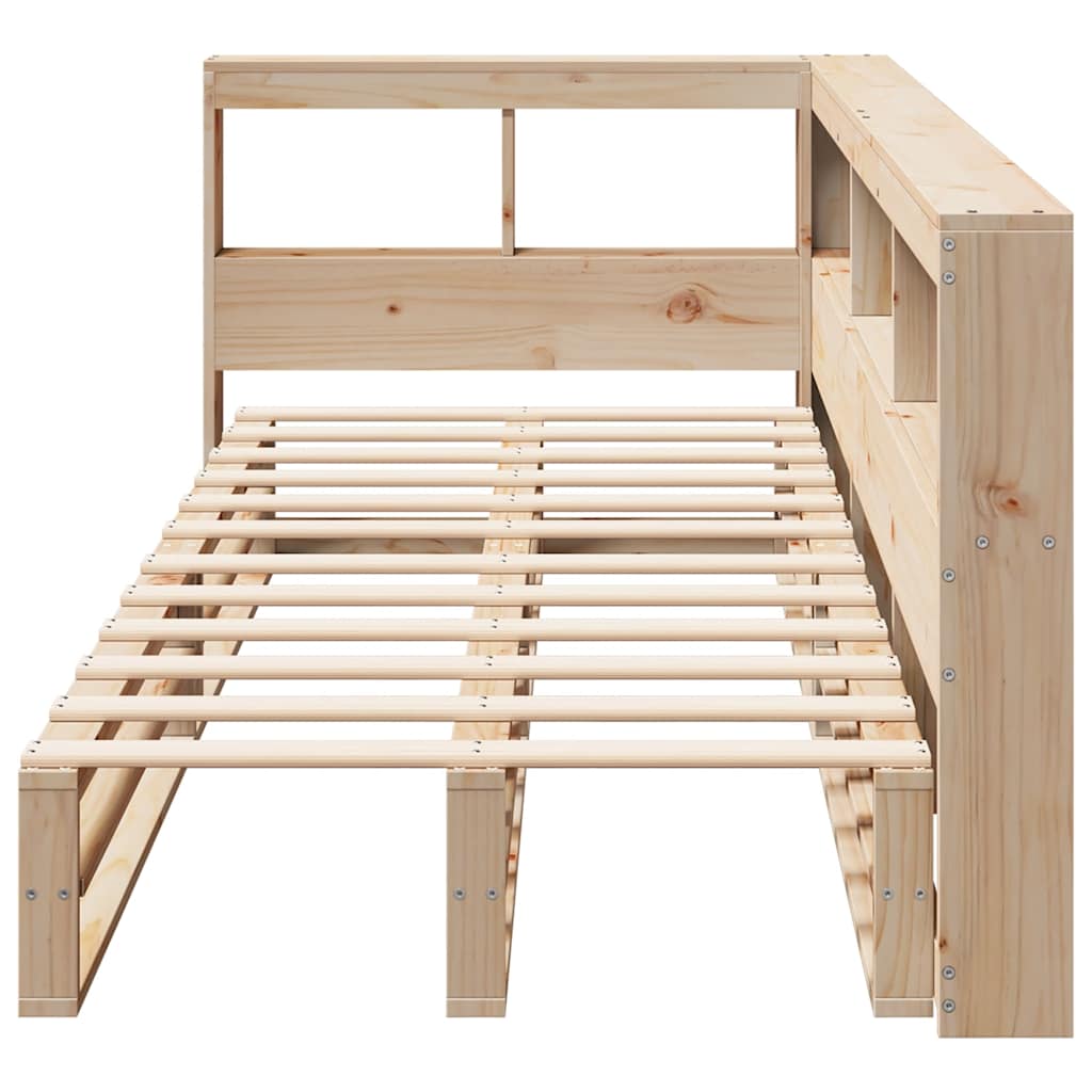 Lit bibliothèque sans matelas 90x190 cm bois de pin massif