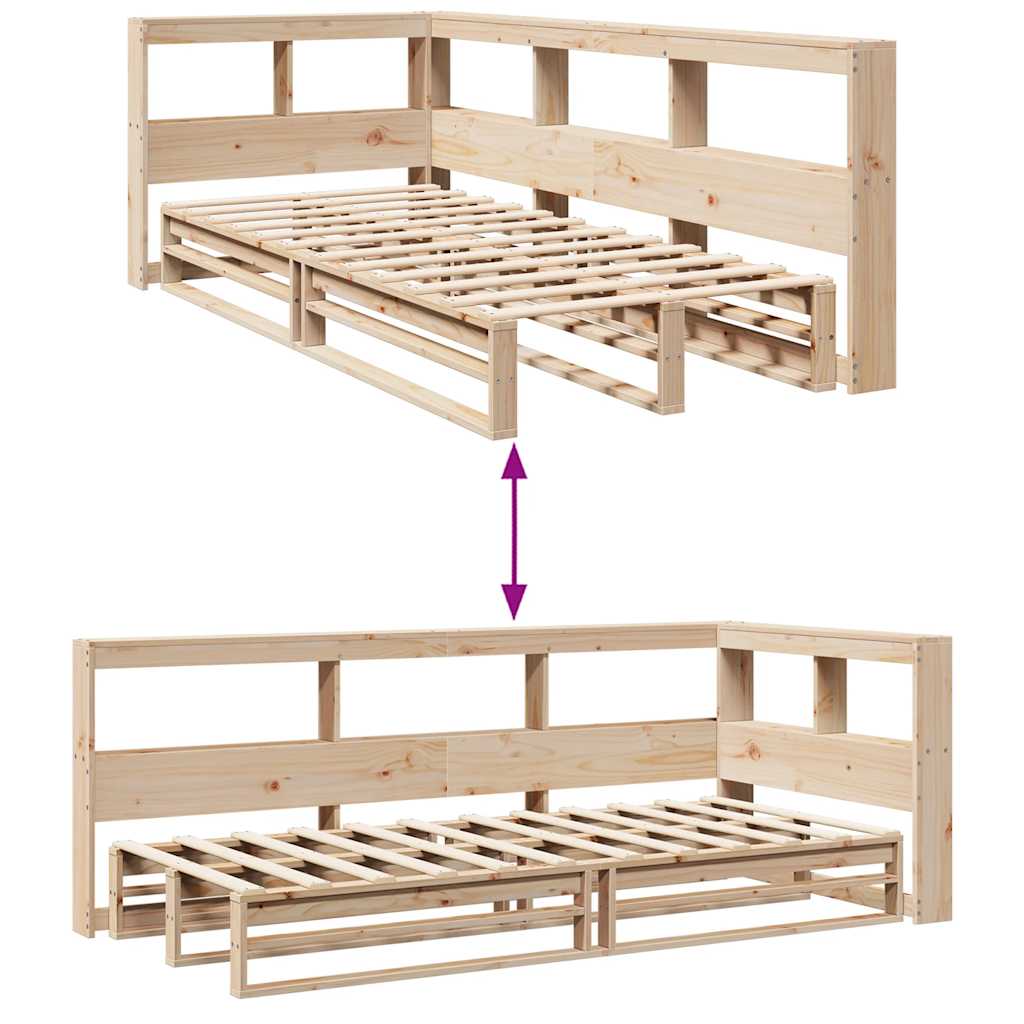 Lit bibliothèque sans matelas 90x190 cm bois de pin massif