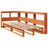 Lit bibliothèque sans matelas cire marron 90x190 cm pin massif