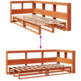 Lit bibliothèque sans matelas cire marron 90x190 cm pin massif