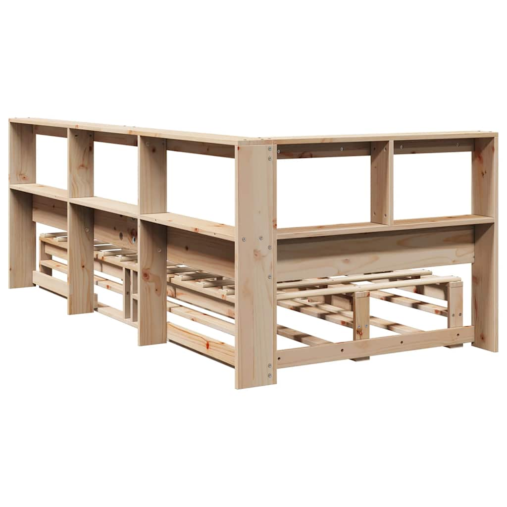 Lit bibliothèque sans matelas 75x190 cm bois de pin massif